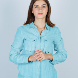 Home Light Blue Women’s Casual Shirt Dress